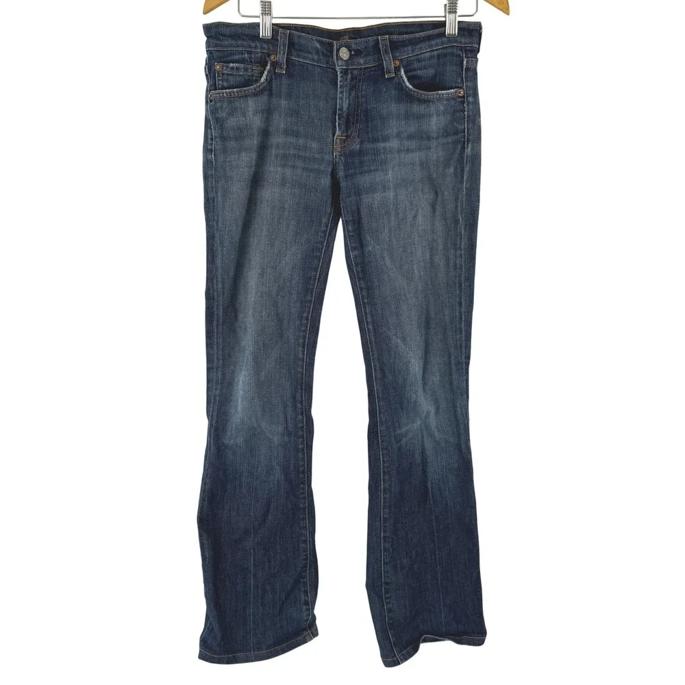 7 For All Mankind Flare Jeans Dark Wash Blue Denim Size 28 Made in‎ USA